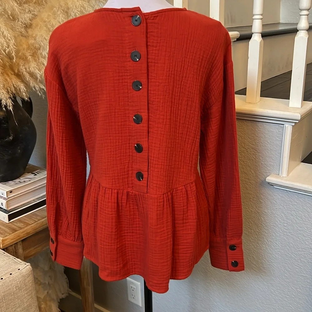 Madewell LightSpun Button Back Peplum Top Size XS - Picture 8 of 11